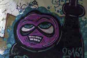 Vorschau - Graffiti-Gesicht in alter Werkhalle